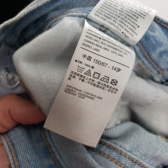 Old Navy Jean Shorts Girls 14 Blue Denim Cut Off Button Fly Adjustable Waist - Picture 15 of 15